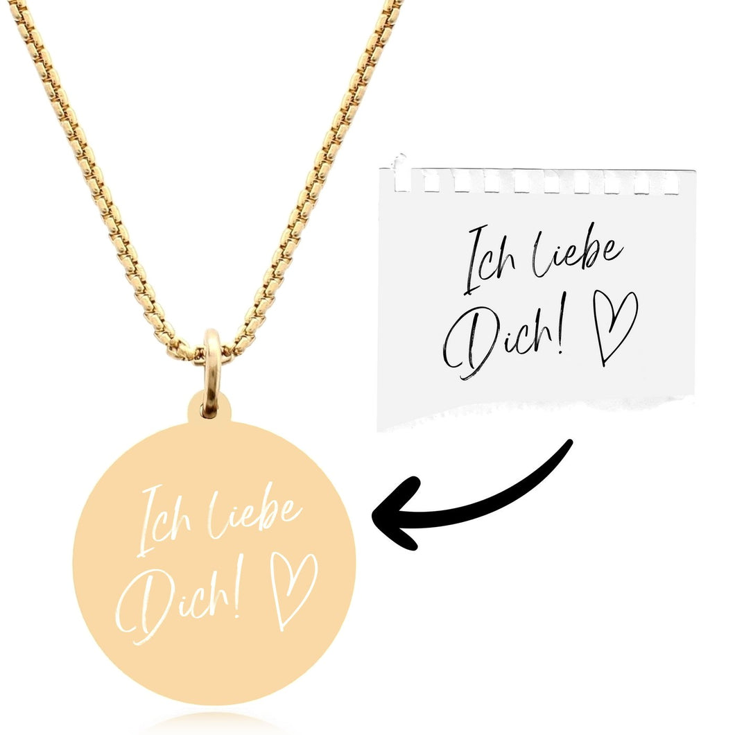 Kette mit Handschrift in gold